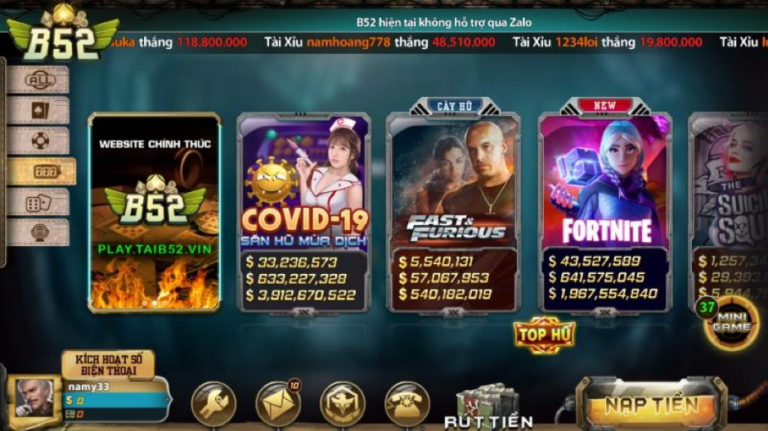 Slots game là một trong các mảng giải trí rất được lòng cược thủ tại B52club